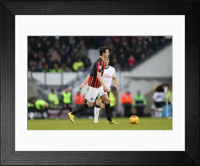 Framed Print : Lewis Dunk in Action: Derby County vs. Brighton & Hove Albion (December 6, 2014)