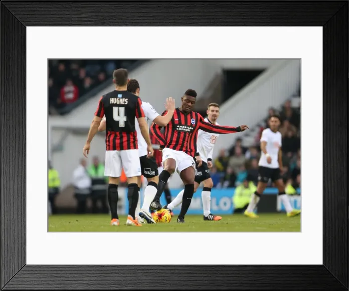 Framed Print : Derby vs Brighton: Intense Moment between Rohan Ince and Opponent in Championship Clash (December 2014)