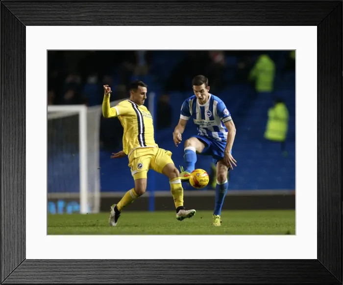 Framed Print : Lewis Dunk in Action: Brighton & Hove Albion vs Millwall (12DEC14)