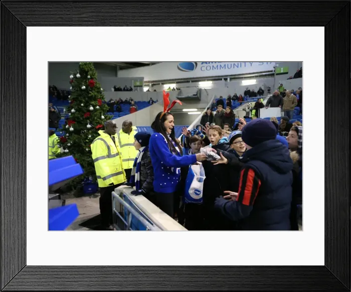 Framed Print : Brighton and Hove Albion vs. Millwall: A Festive Rivalry - Fans Share Christmas Cheer Amidst Championship Clash (12DEC14) Framed Print : Brighton and Hove Albion vs. Millwall: A Festive Rivalry - Fans Share Christmas Cheer Amidst Championship Clash (12DEC14)