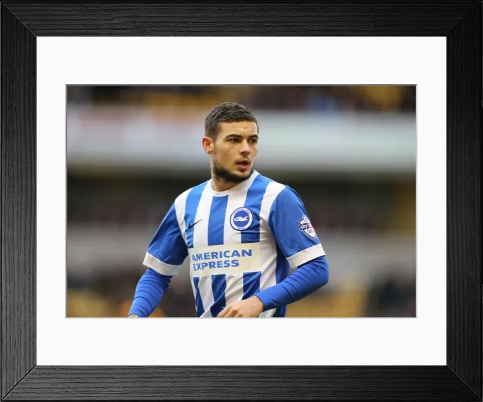 Framed Print : Jake Forster-Caskey of Brighton and Hove Albion Faces Off Against Wolverhampton Wanderers in Sky Bet Championship Match, December 2014