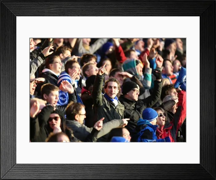 Framed Print : Brighton and Hove Albion Fans Amidst the Atmosphere at Wolverhampton Wanderers Championship Match, 2014 Framed Print : Brighton and Hove Albion Fans Amidst the Atmosphere at Wolverhampton Wanderers Championship Match, 2014
