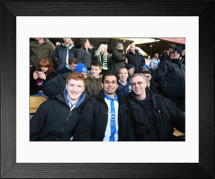 Framed Print : Brighton and Hove Albion Fans at Wolverhampton Wanderers Championship Match, December 2014