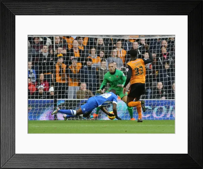 Framed Print : Darren Bent Scores for Brighton and Hove Albion against Wolverhampton Wanderers, December 2014