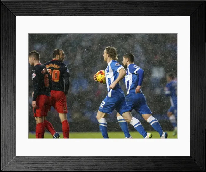 Framed Print : Brighton & Hove Albion's Craig Mackail-Smith Chases Back After Jake Forster-Caskey Scores Against Reading Framed Print : Brighton & Hove Albion's Craig Mackail-Smith Chases Back After Jake Forster-Caskey Scores Against Reading