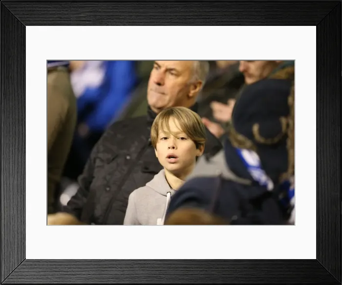 Framed Print : Passionate Clash: Fulham vs. Brighton and Hove Albion Fans at Craven Cottage (29DEC14)