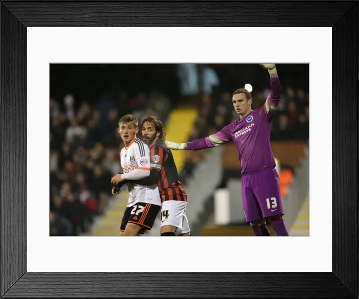 Framed Print : David Stockdale: Focused in the Heat of the Championship Clash - Fulham vs. Brighton and Hove Albion, December 2014 Framed Print : David Stockdale: Focused in the Heat of the Championship Clash - Fulham vs. Brighton and Hove Albion, December 2014