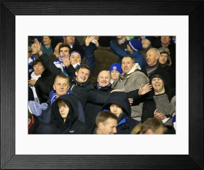 Framed Print : Brighton and Hove Albion Fans in Full Throat at Craven Cottage (2014) Framed Print : Brighton and Hove Albion Fans in Full Throat at Craven Cottage (2014)