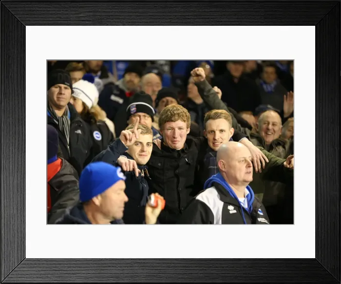 Framed Print : Brighton and Hove Albion Fans at Fulham's Craven Cottage during Sky Bet Championship Match (29DEC14) Framed Print : Brighton and Hove Albion Fans at Fulham's Craven Cottage during Sky Bet Championship Match (29DEC14)
