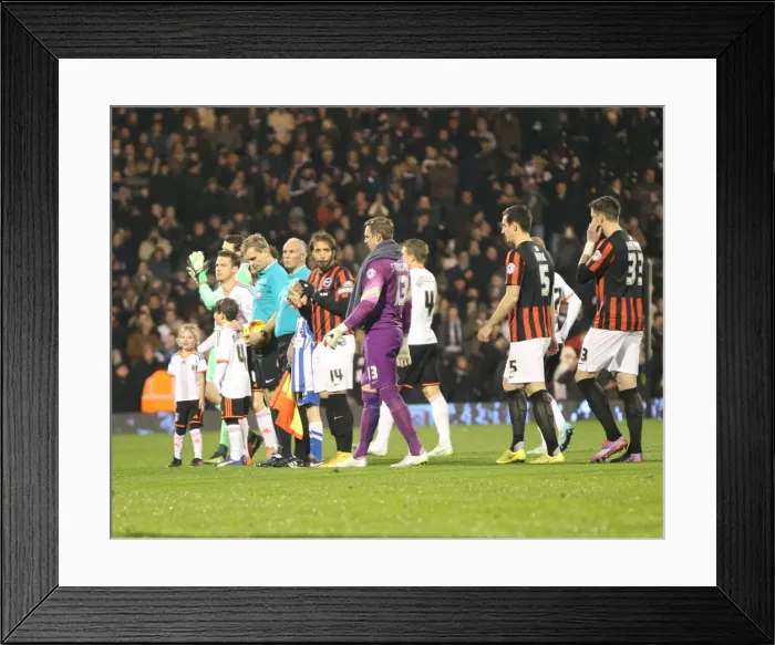 Framed Print : Brighton and Hove Albion Fans Passionately Cheering at Fulham Championship Match (29DEC14)