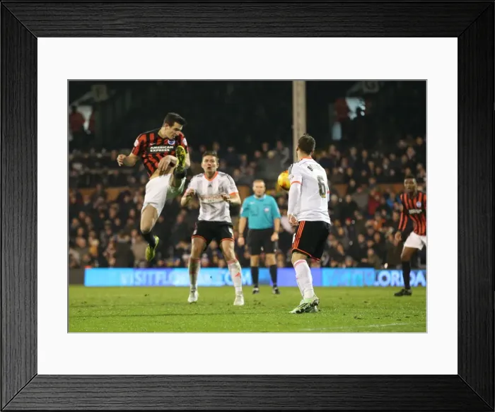 Framed Print : Lewis Dunk: In Action at Craven Cottage during Fulham vs. Brighton & Hove Albion, 2014