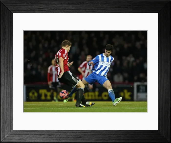 Framed Print : Joao Teixeira in Action: FA Cup 3rd Round Showdown between Brentford and Brighton & Hove Albion (3 January 2015)