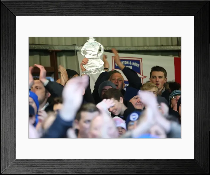 Framed Print : Brighton and Hove Albion FA Cup Fans at Griffin Park (03JAN15)