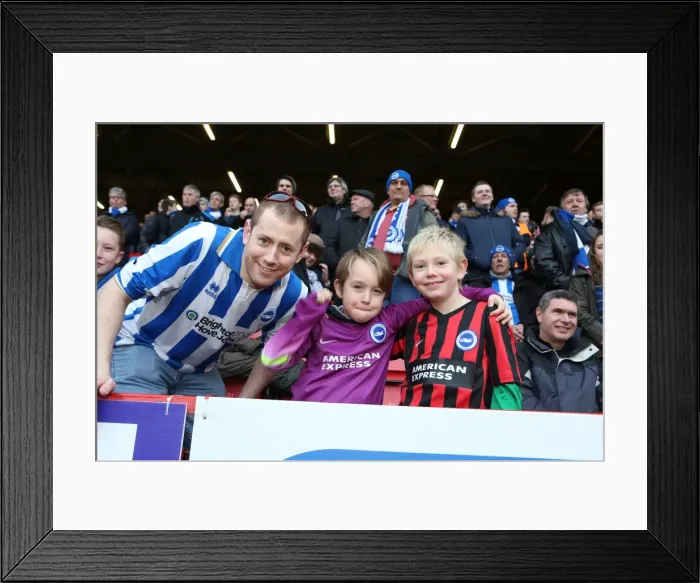 Framed Print : Brighton and Hove Albion Fans in Full Throat at Charlton Athletic Match, January 2015 Framed Print : Brighton and Hove Albion Fans in Full Throat at Charlton Athletic Match, January 2015