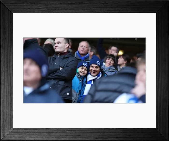 Framed Print : Brighton and Hove Albion Fans in Full Force: A Sea of Colors at The Valley during the Charlton Athletic Championship Match (10 January 2015) Framed Print : Brighton and Hove Albion Fans in Full Force: A Sea of Colors at The Valley during the Charlton Athletic Championship Match (10 January 2015)