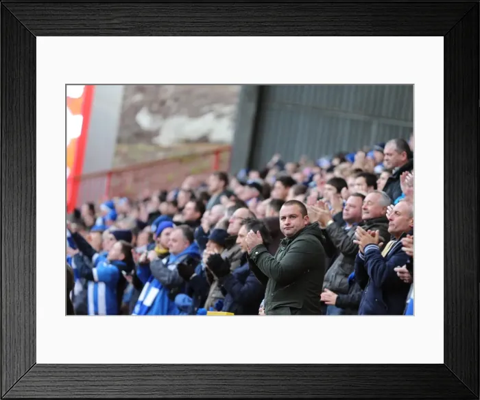 Framed Print : Brighton and Hove Albion Fans Passionate Show of Support at Charlton Athletic Championship Match, January 2015