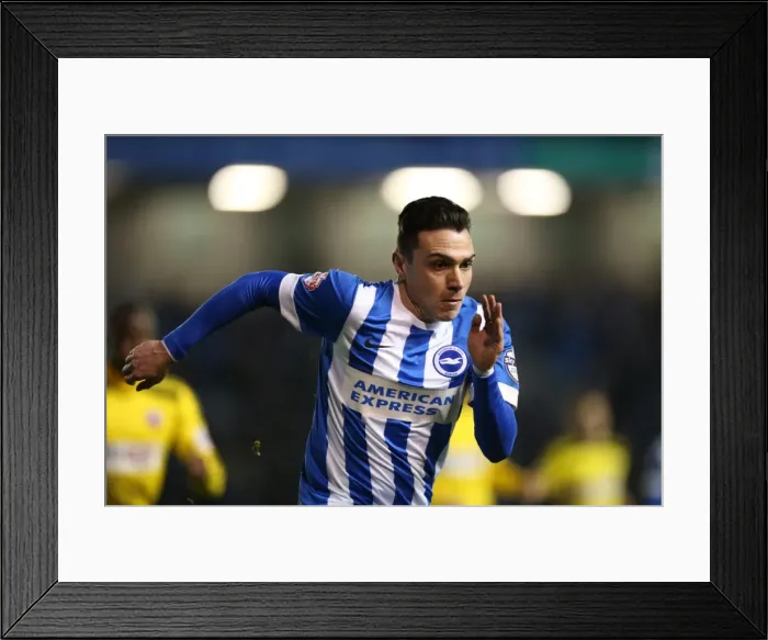 Framed Print : Intense Face-off: Adrian Colunga vs. Opponent during Brighton & Hove Albion vs. Brentford (17Jan15) Framed Print : Intense Face-off: Adrian Colunga vs. Opponent during Brighton & Hove Albion vs. Brentford (17Jan15)