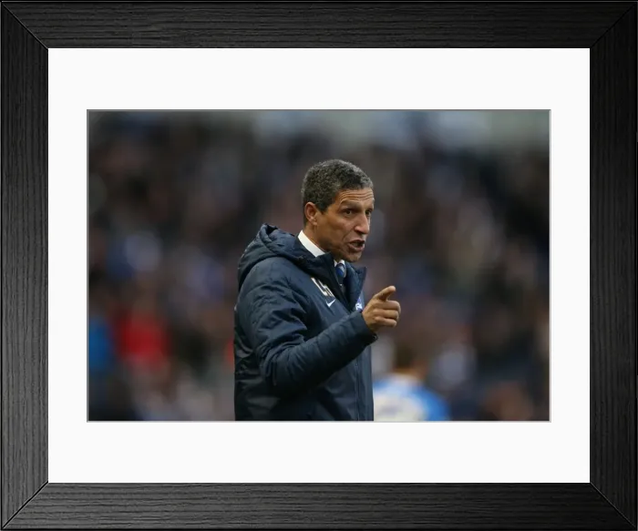 Framed Print : Chris Hughton Directs Brighton and Hove Albion in Intense Sky Bet Championship Showdown vs. Brentford (January 2015)