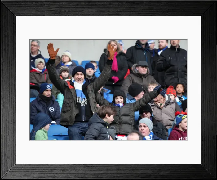 Framed Print : Passionate Fan Showdown: Brighton and Hove Albion vs. Brentford (17Jan15) - American Express Community Stadium Framed Print : Passionate Fan Showdown: Brighton and Hove Albion vs. Brentford (17Jan15) - American Express Community Stadium