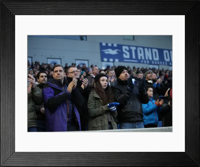 Framed Print : Brighton and Hove Albion Fans Pay Tribute to Sarah Watts During Match vs. Brentford (January 2015)