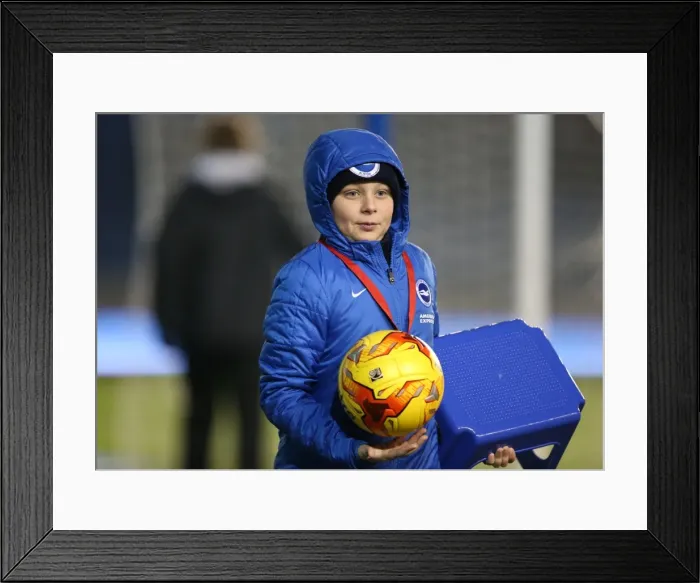Framed Print : Brighton & Hove Albion: Ballboy in Action during Ipswich Town Match, American Express Community Stadium, 2015 Framed Print : Brighton & Hove Albion: Ballboy in Action during Ipswich Town Match, American Express Community Stadium, 2015