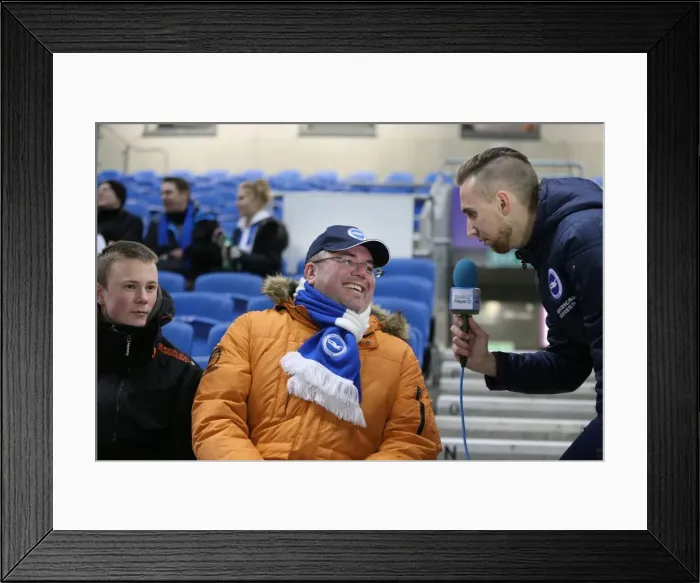 Framed Print : Passionate Albion Fans: A Moment of Pride at the American Express Community Stadium (Brighton and Hove Albion vs Ipswich Town, 21st January 2015) Framed Print : Passionate Albion Fans: A Moment of Pride at the American Express Community Stadium (Brighton and Hove Albion vs Ipswich Town, 21st January 2015)