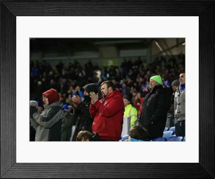 Framed Print : Passionate Moment: Brighton and Hove Albion Fans in Full Swing during Sky Bet Championship Match vs Ipswich Town (January 2015) Framed Print : Passionate Moment: Brighton and Hove Albion Fans in Full Swing during Sky Bet Championship Match vs Ipswich Town (January 2015)