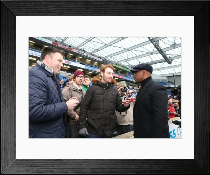 Framed Print : Ian Wright Engages with Brighton and Hove Albion Fans during FA Cup Clash vs Arsenal (25Jan15) Framed Print : Ian Wright Engages with Brighton and Hove Albion Fans during FA Cup Clash vs Arsenal (25Jan15)