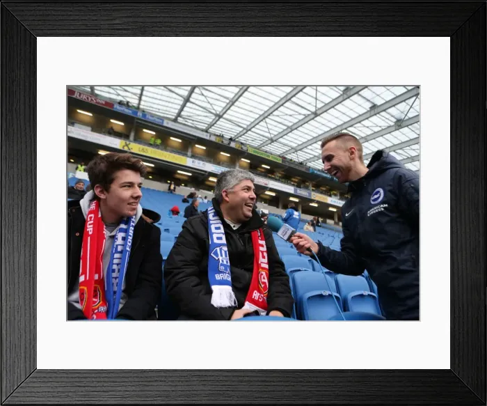 Framed Print : Brighton and Hove Albion FC: Fans Engage with Matt Jackson Amidst FA Cup Clash vs. Arsenal (25Jan15) Framed Print : Brighton and Hove Albion FC: Fans Engage with Matt Jackson Amidst FA Cup Clash vs. Arsenal (25Jan15)