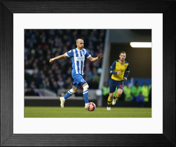 Framed Print : Bruno Saltor vs Arsenal: Tense Moment in FA Cup Match between Brighton and Hove Albion, January 2015