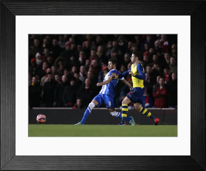 Framed Print : Gordon Greer Leads Brighton & Hove Albion in FA Cup Battle against Arsenal (25Jan15)