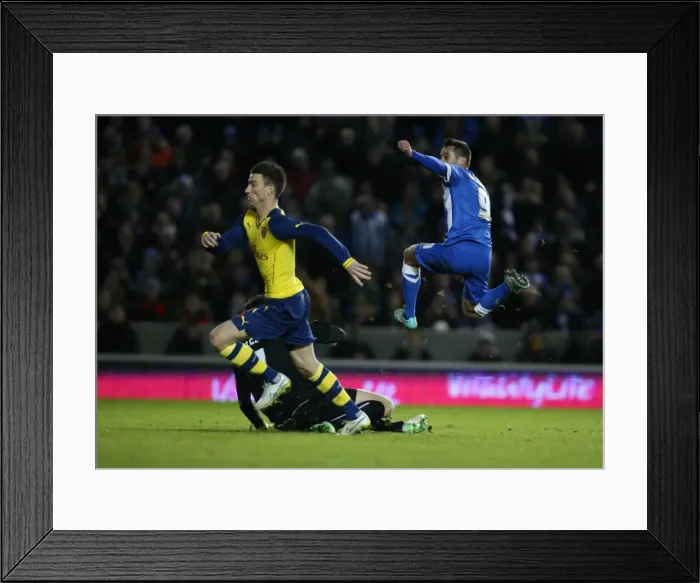 Framed Print : Brighton and Hove Albion's Sam Baldock Scores Stunner Against Arsenal in FA Cup (25 January 2015)