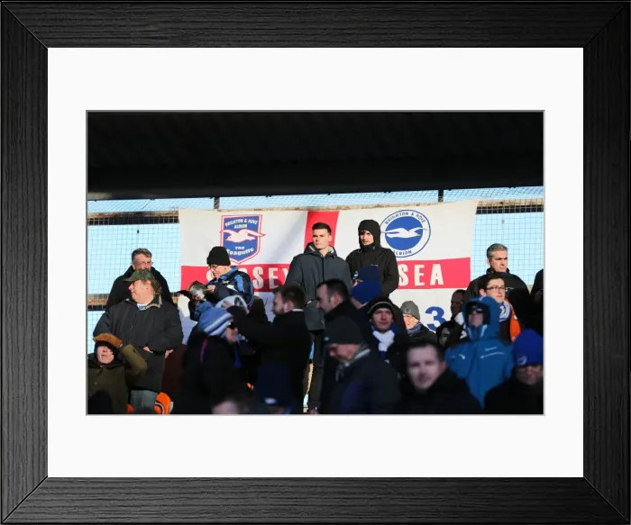 Framed Print : Brighton and Hove Albion Fans in Full Force at Blackpool's Bloomfield Road (31Jan15) Framed Print : Brighton and Hove Albion Fans in Full Force at Blackpool's Bloomfield Road (31Jan15)