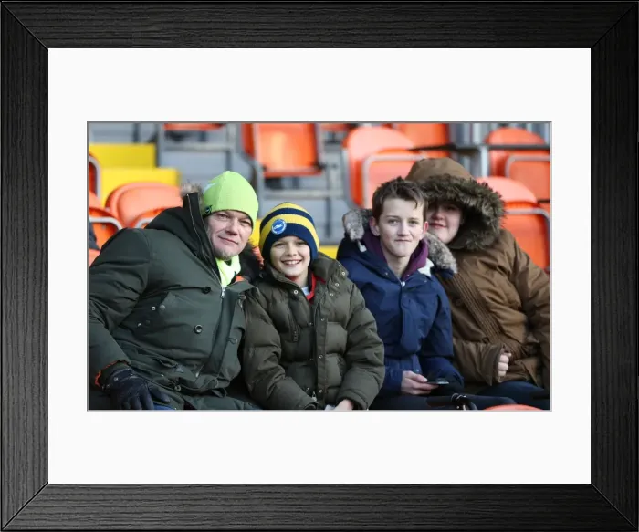 Framed Print : Brighton and Hove Albion Fans in Full Force at Bloomfield Road (31Jan15) Framed Print : Brighton and Hove Albion Fans in Full Force at Bloomfield Road (31Jan15)