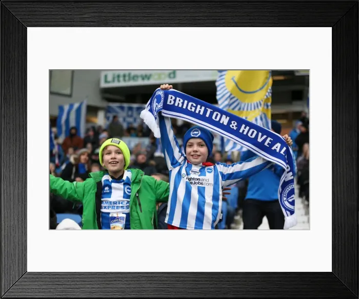 Framed Print : Brighton and Hove Albion FC: Unwavering Support in Sky Bet Championship Clash vs. Nottingham Forest (07FEB15)