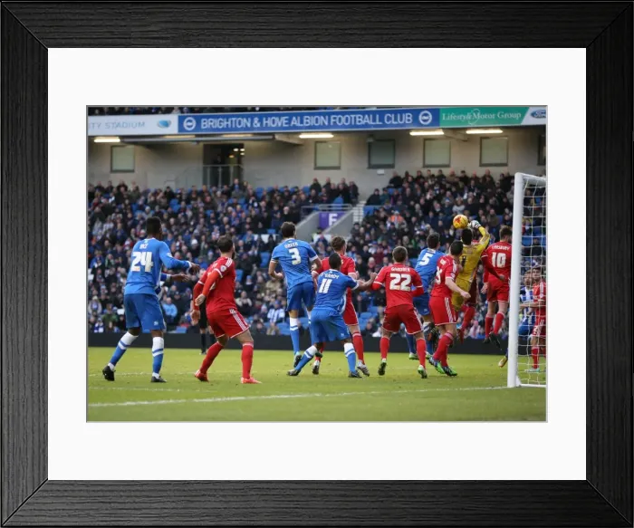 Framed Print : Brighton's Lewis Dunk Scores the Winning Goal Against Nottingham Forest in 2015 Framed Print : Brighton's Lewis Dunk Scores the Winning Goal Against Nottingham Forest in 2015