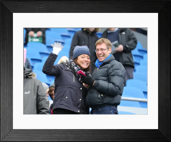 Framed Print : Brighton and Hove Albion Fans in Full Force: Sky Bet Championship Showdown vs. Nottingham Forest (07FEB15)