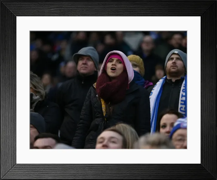 Framed Print : Brighton and Hove Albion Fans in Full Force: Sky Bet Championship Clash Against Nottingham Forest (07FEB15)