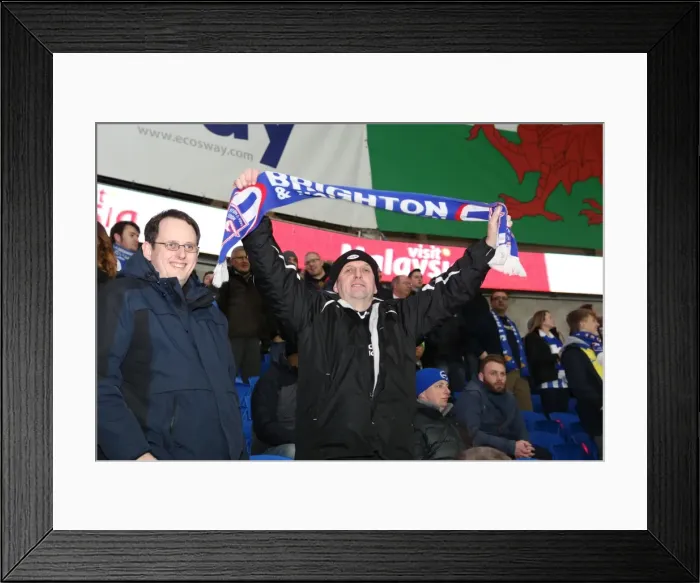 Framed Print : Brighton and Hove Albion Fans Passionate Show of Support at Cardiff City Stadium (10FEB15) Framed Print : Brighton and Hove Albion Fans Passionate Show of Support at Cardiff City Stadium (10FEB15)