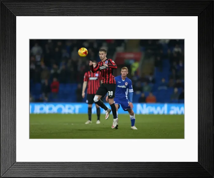 Framed Print : Joe Bennett of Brighton and Hove Albion Faces Off in Championship Clash against Cardiff City (10FEB15) Framed Print : Joe Bennett of Brighton and Hove Albion Faces Off in Championship Clash against Cardiff City (10FEB15)