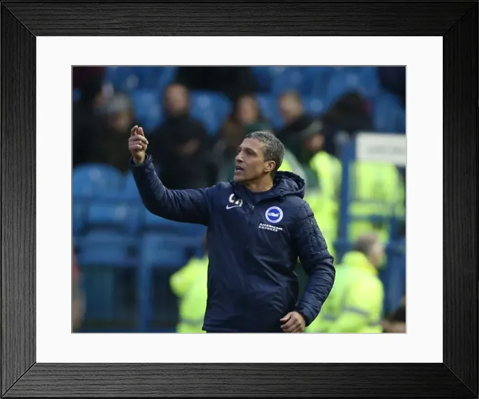 Framed Print : Chris Hughton Guides Brighton and Hove Albion at Sheffield Wednesday, Sky Bet Championship 2015
