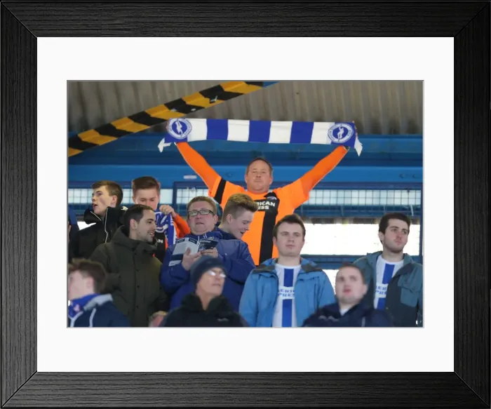 Framed Print : Brighton and Hove Albion Fans Unwavering Support at Sheffield Wednesday Championship Match, 14 February 2015