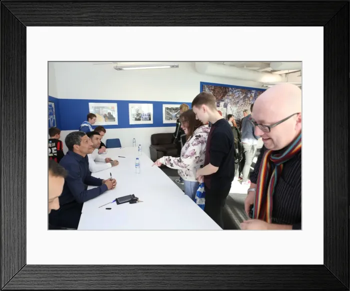 Framed Print : Brighton & Hove Albion FC: Players Chris Hughton, Colin Calderwood, Leon Best, and Christian Walton Sign Autographs at American Express Community Stadium (February 2015) Framed Print : Brighton & Hove Albion FC: Players Chris Hughton, Colin Calderwood, Leon Best, and Christian Walton Sign Autographs at American Express Community Stadium (February 2015)