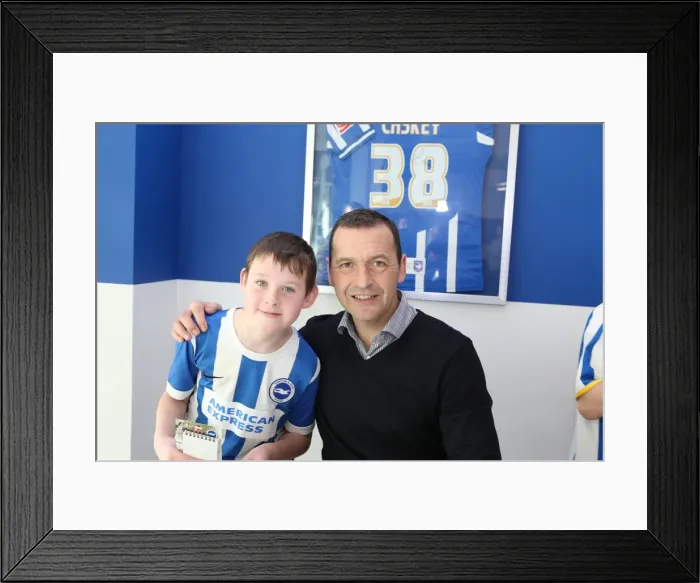 Framed Print : Brighton & Hove Albion FC: Chris Hughton, Colin Calderwood, Leon Best, and Christian Walton Sign Autographs at American Express Community Stadium (February 2015)