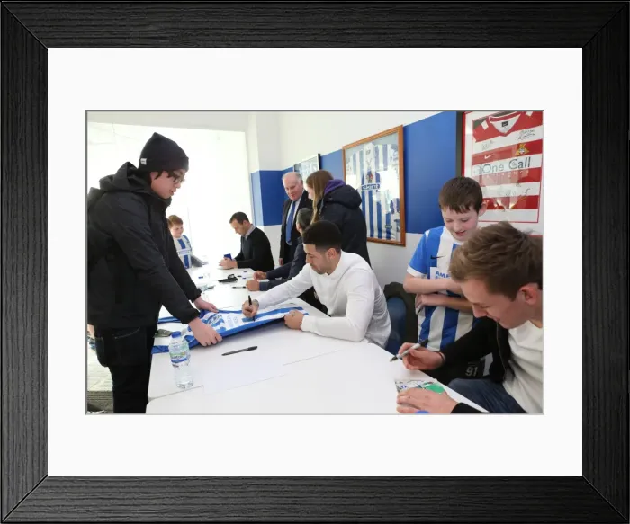 Framed Print : Brighton & Hove Albion FC: Meeting the Team - Chris Hughton, Colin Calderwood, Leon Best, and Christian Walton (17FEB15)