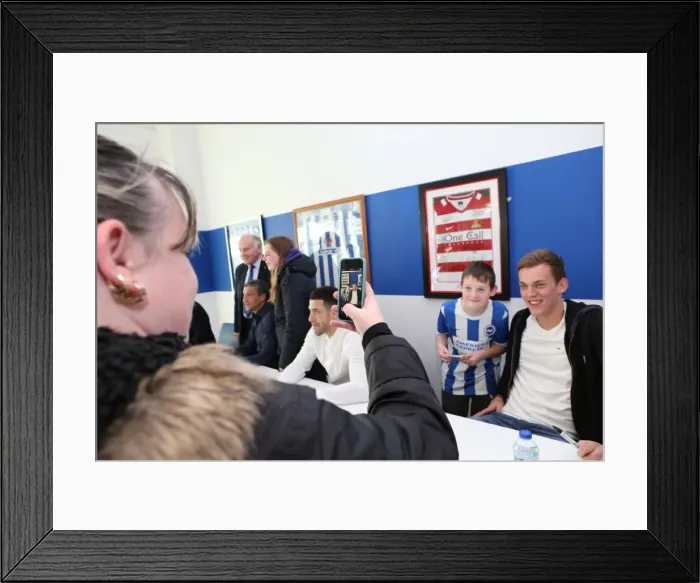 Framed Print : Brighton & Hove Albion FC: Meet and Greet with Chris Hughton, Colin Calderwood, Leon Best, and Christian Walton (17FEB15)