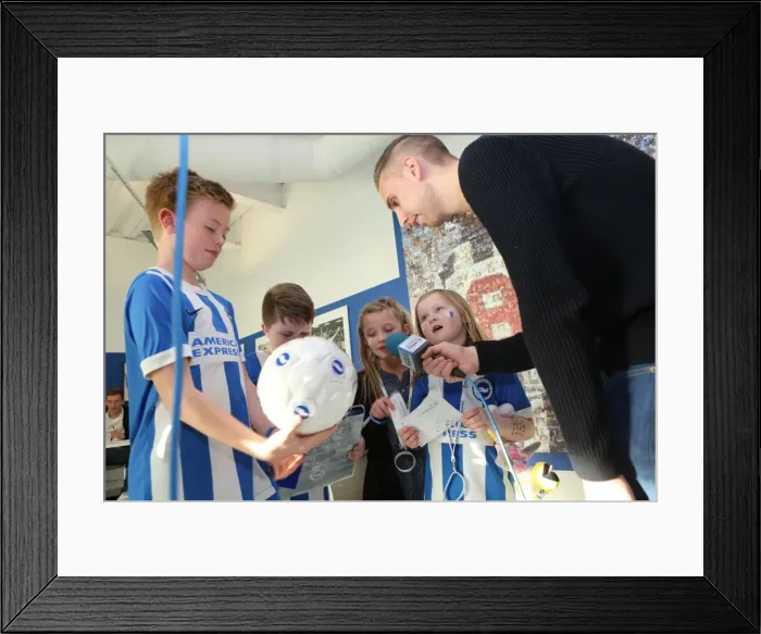 Framed Print : Brighton & Hove Albion FC: Signing Session with Chris Hughton, Colin Calderwood, Leon Best, and Christian Walton (17FEB15) Framed Print : Brighton & Hove Albion FC: Signing Session with Chris Hughton, Colin Calderwood, Leon Best, and Christian Walton (17FEB15)