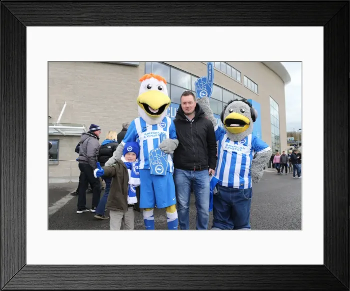 Framed Print : Passionate Showdown: Brighton and Hove Albion vs. Birmingham City at American Express Community Stadium (21 February 2015)