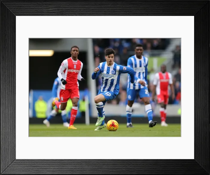 Framed Print : Joao Carlos Teixeira in Action: Brighton & Hove Albion vs Birmingham City (Sky Bet Championship, 21 February 2015)