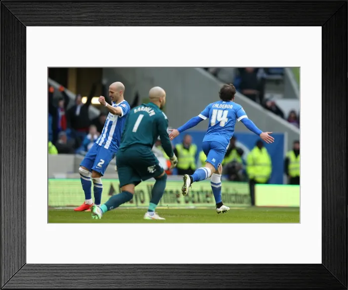Framed Print : Inigo Calderon Scores His Second Goal for Brighton Against Birmingham City (February 2015) Framed Print : Inigo Calderon Scores His Second Goal for Brighton Against Birmingham City (February 2015)